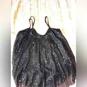 Flowy black sequin tank top